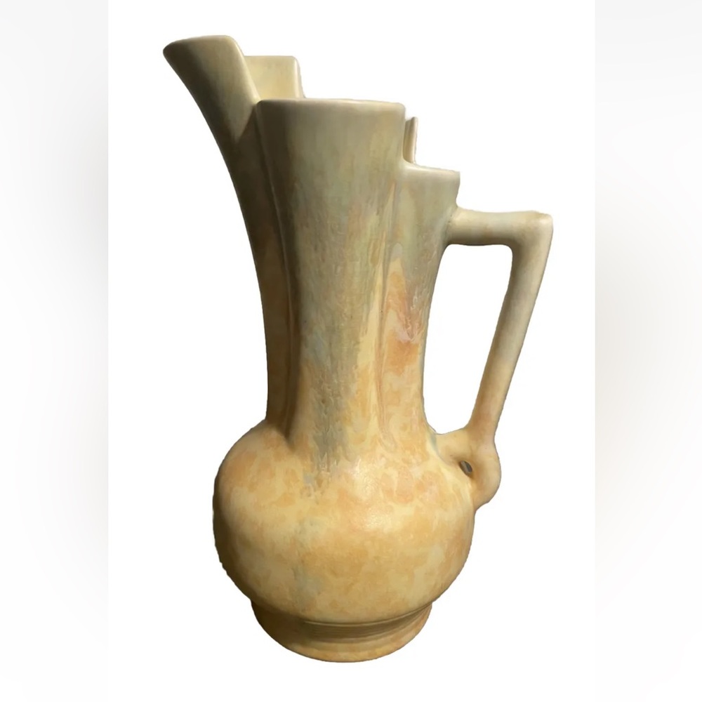 Vintage Beswick Ware England Art Deco Yellow Green pitcher 9”